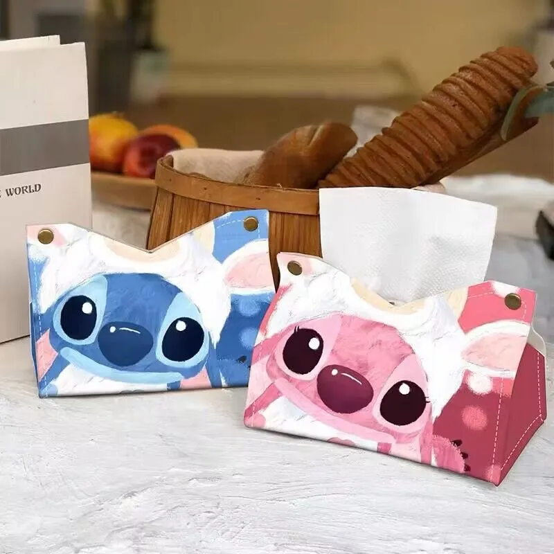Cartoon Leather Tissue Box Cover – Cute PU Leather Square Napkin Holder with Zipper, Decorative Light Luxury Organizer for Living Room, Bedroom, Office & Car